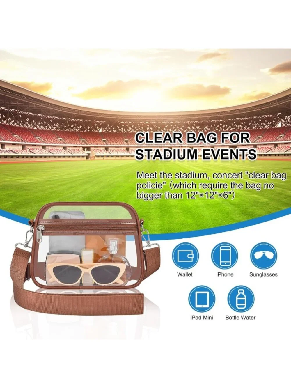 Stadium Approved Clear Bag for Events | Stylish Women's Top-Handle Handbag